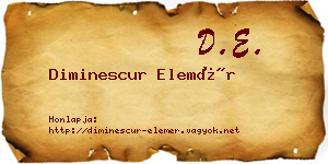 Diminescur Elemér névjegykártya